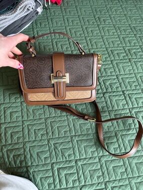 Brown Two-Tone Leather Crossbody Bag